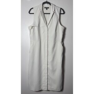 Banana Republic Sleeveless Trench Preppy Dress Off White Cream Button Front 12